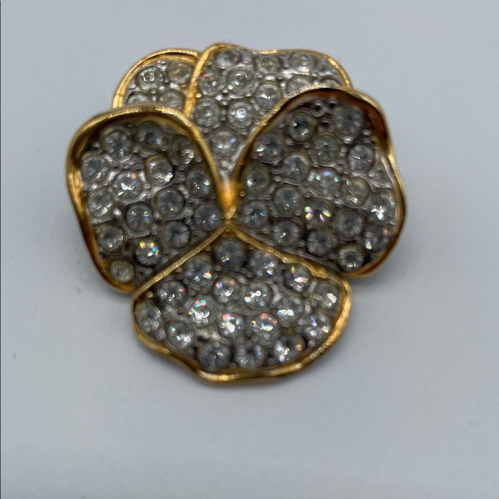 Sparkling Gold and Silver Crystal Brooch
